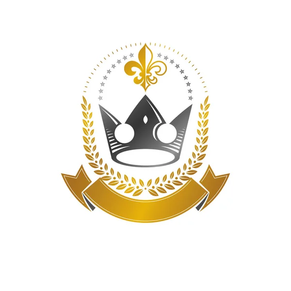 Királyi korona jelkép. Heraldikai címer dekoratív logó isolat — Stock Vector