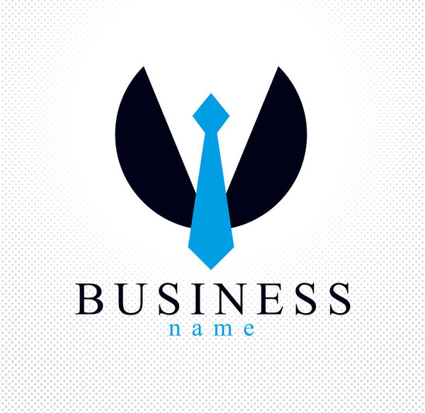 Tie and suit in round shape businessman concept vector logo or i