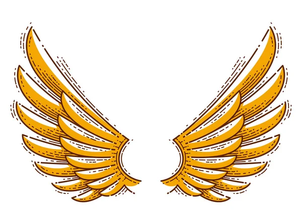 Wings vintage linear design element isolated easy to use, angel — ストックベクタ