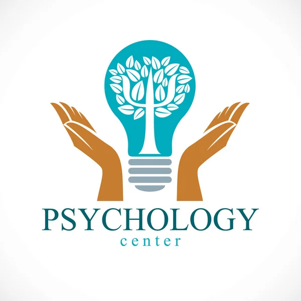 Psicologia conceito vetor logotipo ou ícone criado com grego Psi sy — Vetor de Stock