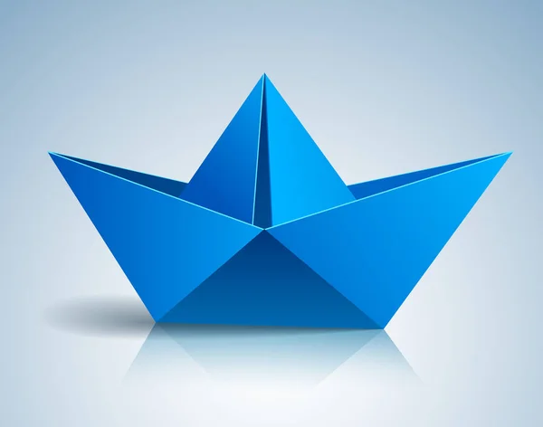 Origami papír skládací hračky loď, 3d realistické vektorové ilustrace. — Stockový vektor