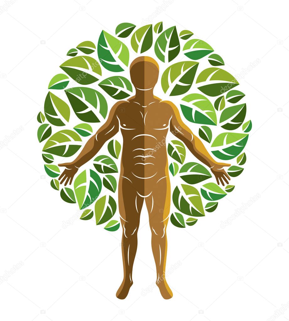 Vector graphic illustration of human, individuality surrounded b