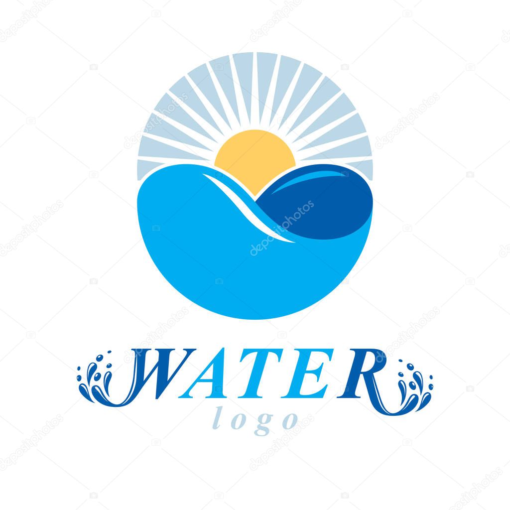 Global water circulation vector logo for use as marketing design symbol. Alternative medicine concept.