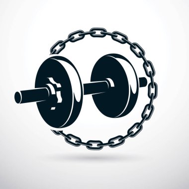 Halter vektör illüstrasyon demir zincir ile çevrili. Fitness w