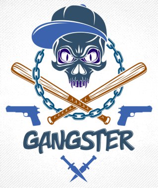 Çete acımasız ceza amblem veya agresif kafatası baseba logolu