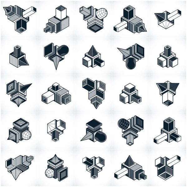 Інженерні абстрактні геометричні фігури, простий набір векторів . — стоковий вектор