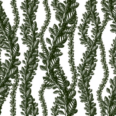 Yaprakları ve dalları, vektör yeşil f ile çiçek seamless modeli