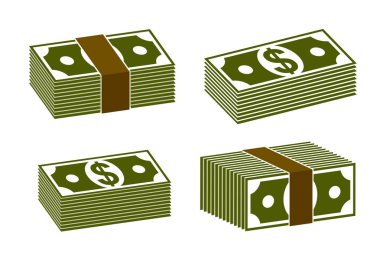 Nakit para dolar banknot yığını vektör basit illüstrasyon 