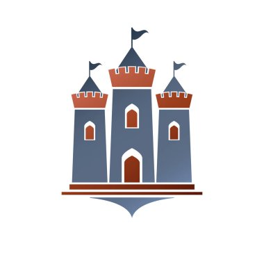 Eski kale dekoratif izole vektör illüstrasyon. Antik C