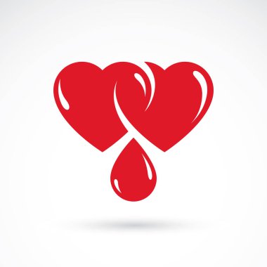 Kırmızı kalp şekli vektör illüstrasyon kan damlaları ile oluşan. M