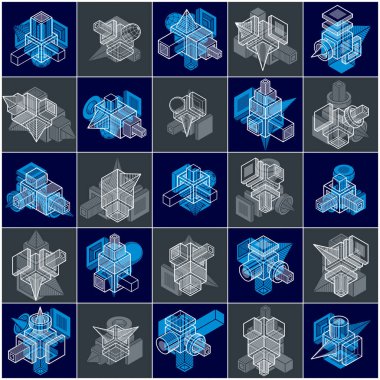 Soyut geometrik şekiller mühendislik, basit vektörel çizimler ayarla.