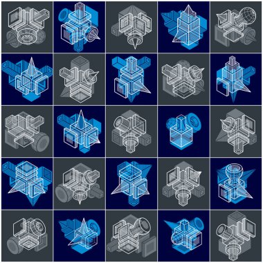 3d tasarımlar, soyut vektör şekilleri ayarla.