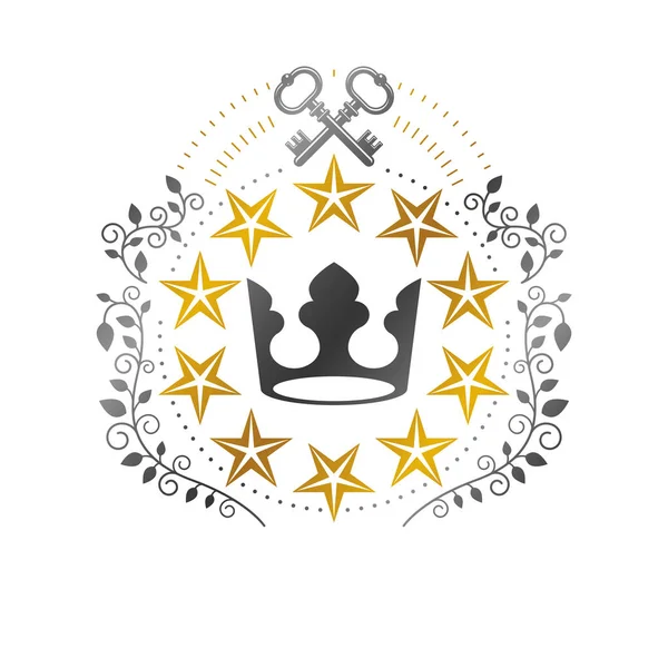 Corona Imperial, emblema de Estrella Militar. Escudo de armas heráldico, vin — Vector de stock