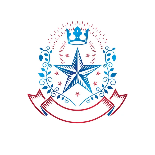 Emblema de Estrela Militar, símbolo de prêmio de vitória criado usando imperia —  Vetores de Stock