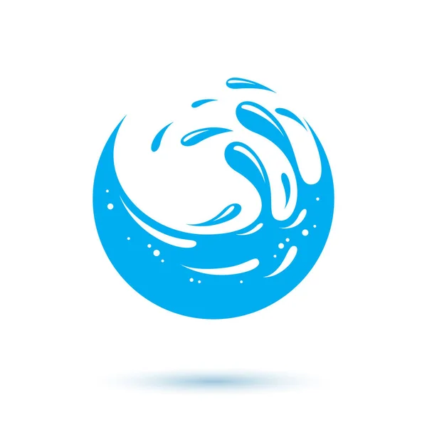 Symbole vectoriel d'éclaboussures d'ondes marines. L'eau est un thème de vie. Environnement — Image vectorielle