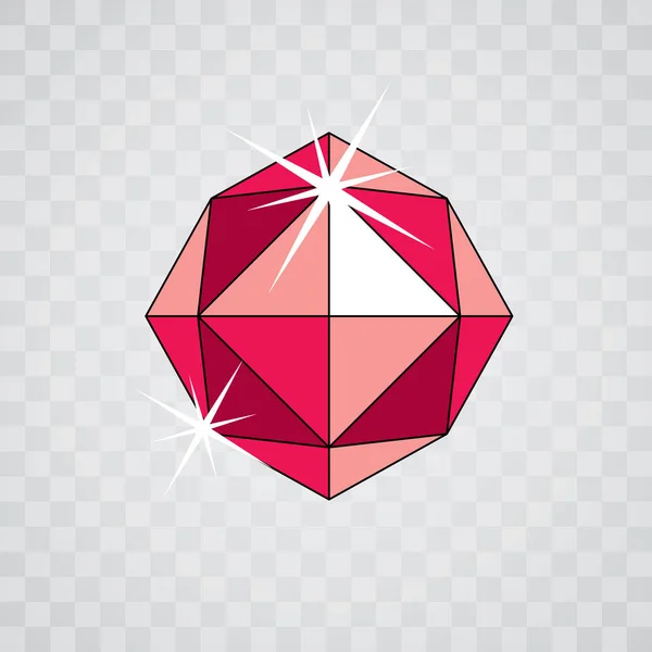 Vecteur rouge brillant rubis symbole. icône de diamant de luxe, illustration — Image vectorielle