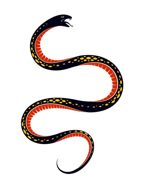 Venomous snake vintage tattoo, vector drawing of aggressive pred — Stock Vector