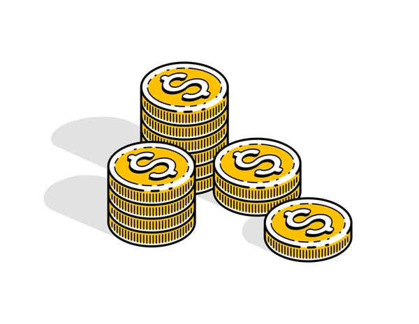 Στοίβες νομισμάτων μετρητά απομονωμένες σε λευκό φόντο. Διάνυσμα 3D i — Διανυσματικό Αρχείο