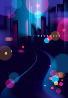 Şehirde ışık gece, bokeh soyut arka plan bulanık ışıklar. E