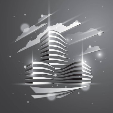 Fütüristik bina, modern tarz vektör mimarisi illustrati