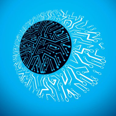 Sibernetik öğe teknoloji iletişim tur. Vektör abstra