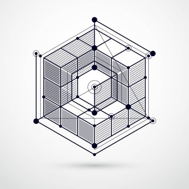 Vektör modern soyut kübik kafes çizgileri siyah beyaz ba