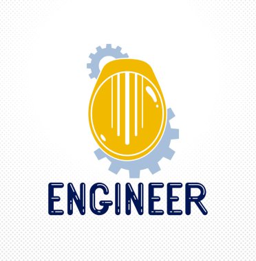 Sarı güvenlik kaskı, şık industr ile mühendis logosu veya simgesi