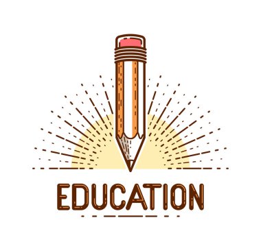 Kalem vektör logosu veya eğitim veya bilim bilgisi simgesi, ar