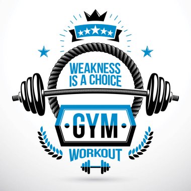 Ağırlık kaldırma egzersiz odası vektör sembolü, barbell usi oluşan