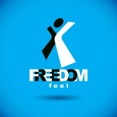 Kadar ulaşan mutlu soyut insan Vektör illüstrasyon. Su