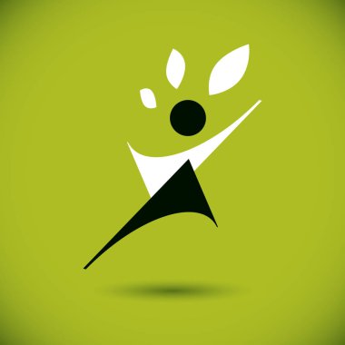 Yükseltilmiş han ile mutlu soyut bireyin Vektör illüstrasyon