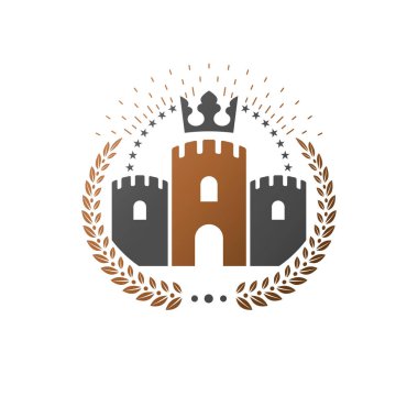 Antik kale amblemi. Hanedan arması dekoratif logo ISO