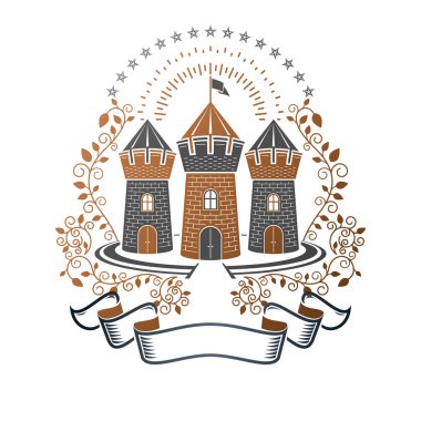 Antik kale amblemi. Hanedan arması, vintage vektör l