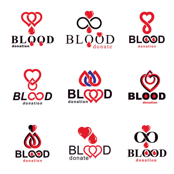 Vector illustrations created on blood donation theme, blood tran