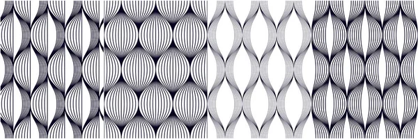 Modelli geometrici senza cuciture impostati. Tessuto geometrico semplice moda — Vettoriale Stock