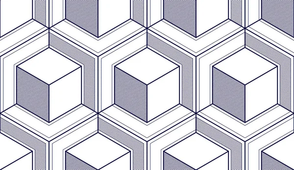 Геометрические кубики абстрактный бесшовный шаблон, 3D векторный фон . — стоковый вектор