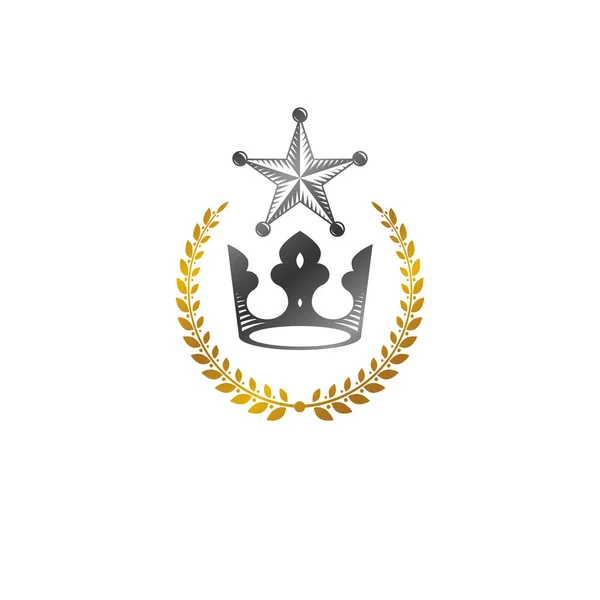 Emblema della corona imperiale. Stemma araldico, ceppo vettoriale vintage — Vettoriale Stock