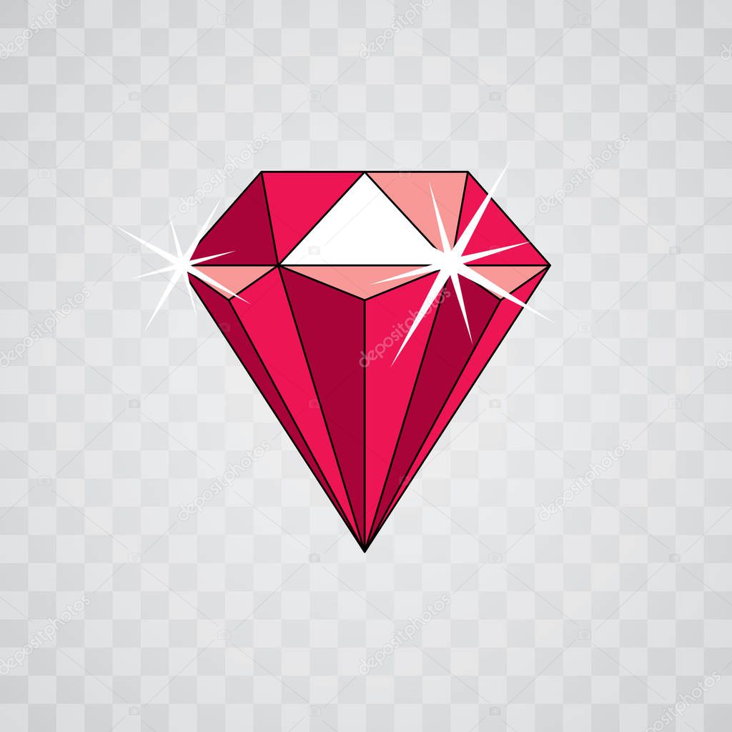 Vector luxury faceted decorative element. Glossy diamond icon, illustration.