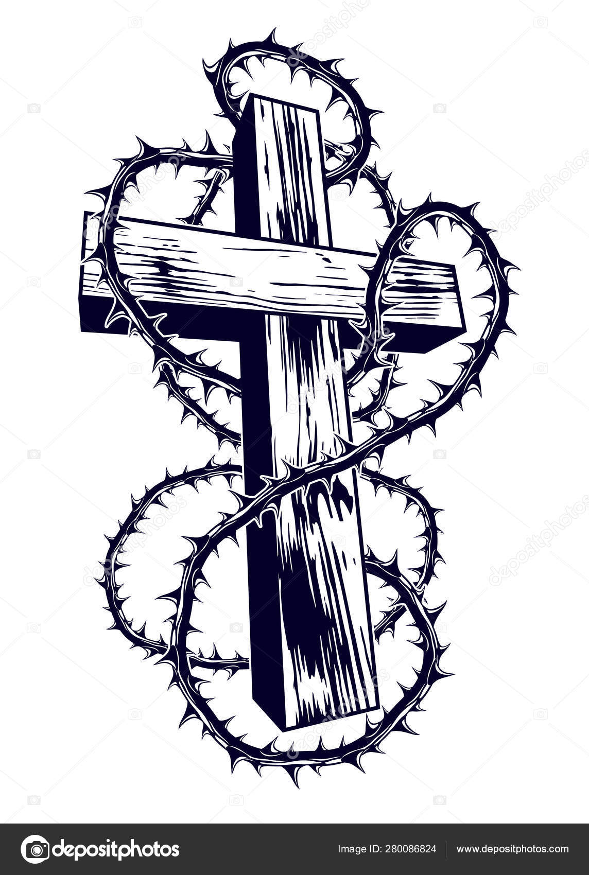 Image vectorielle Croix chrétienne avec épine noire vecteur religion logo  ou ta par ©Ostapius - 280086824, image size:1144x1700