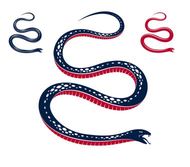 Zehirli yılan vintage dövme, vektör çizim agresif pred