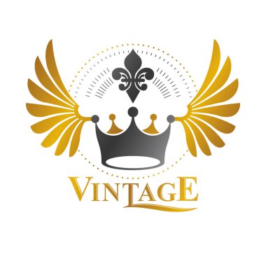 Imperial Crown amblemi. Hanedan arması, vintage vektör günlüğü