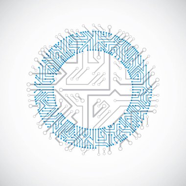 Fütüristik sibernetik şeması, vektör anakart mavi illustrati