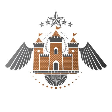 Antik Hisar amblemi. Heraldic vektör tasarım elemanı. Retro st