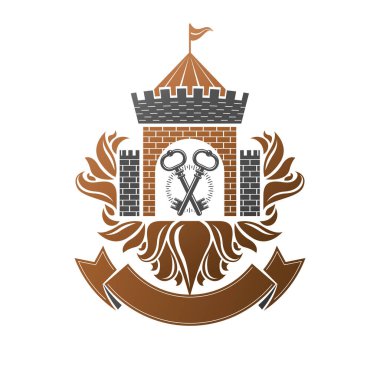 Eski Fort amblemi. Hanedan arması dekoratif logo Isola