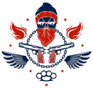 Anarşi ve kaos agresif amblem veya kötü kafatası, w ile logo