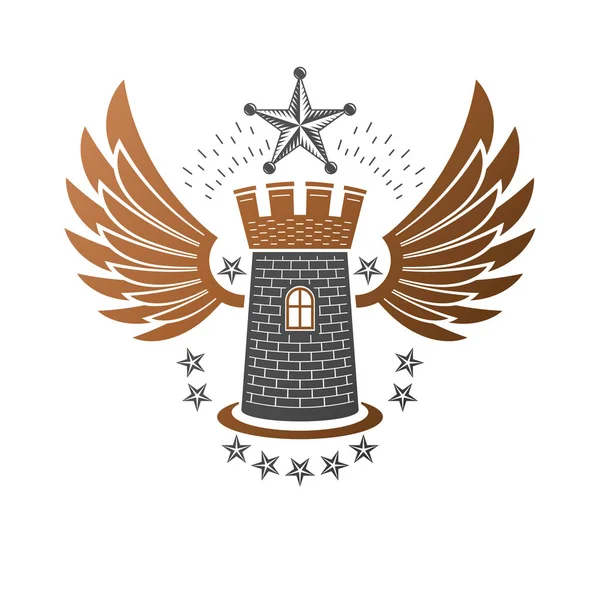 Ancient Fortress emblem. Heraldic Coat of Arms, vintage vector l — Stock Vector