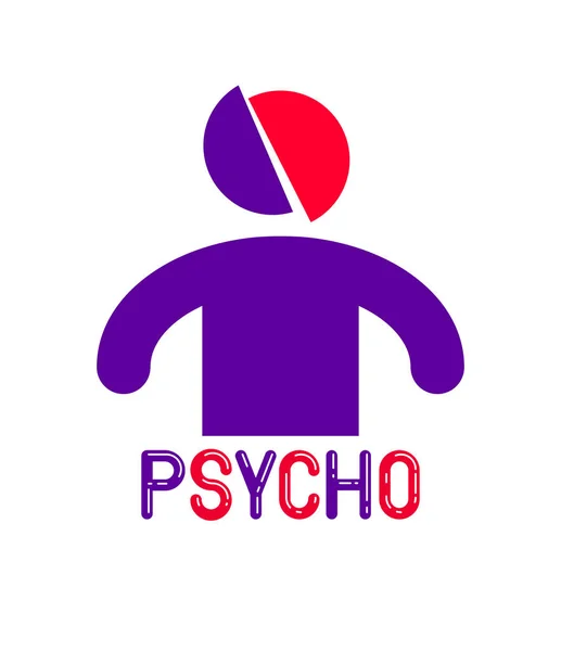 Logotipo de dibujos animados vector divertido Psycho o cartel con expresión extraña — Archivo Imágenes Vectoriales