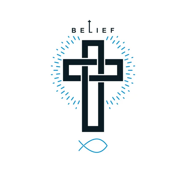 Christian Cross vektor symbol, kristendomen Guds religion ikonen. — Stock vektor