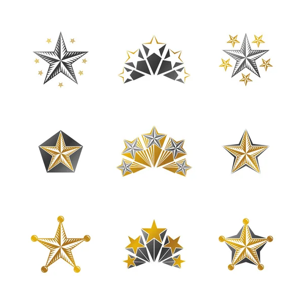 Conjunto de emblemas de Estrellas Antiguas. Elementos de diseño vectorial heráldico colle — Archivo Imágenes Vectoriales