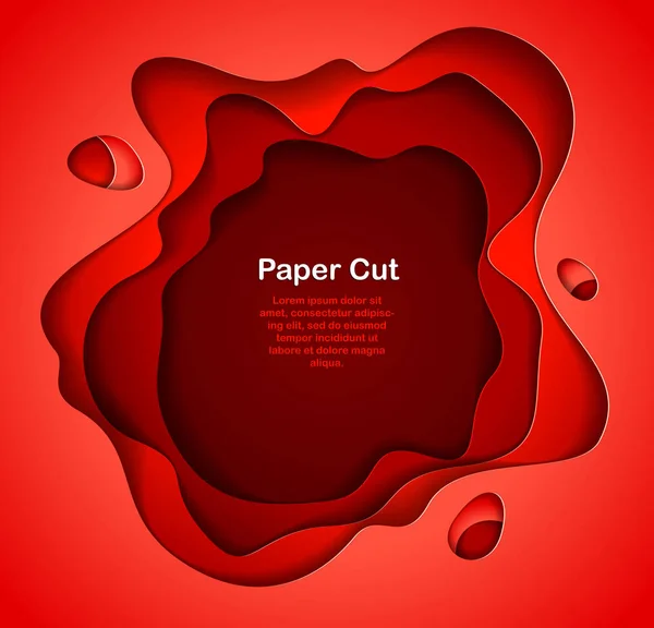 3D abstraktní červené pozadí s tvary vyjmukuými papírem Vektorový illustr — Stockový vektor